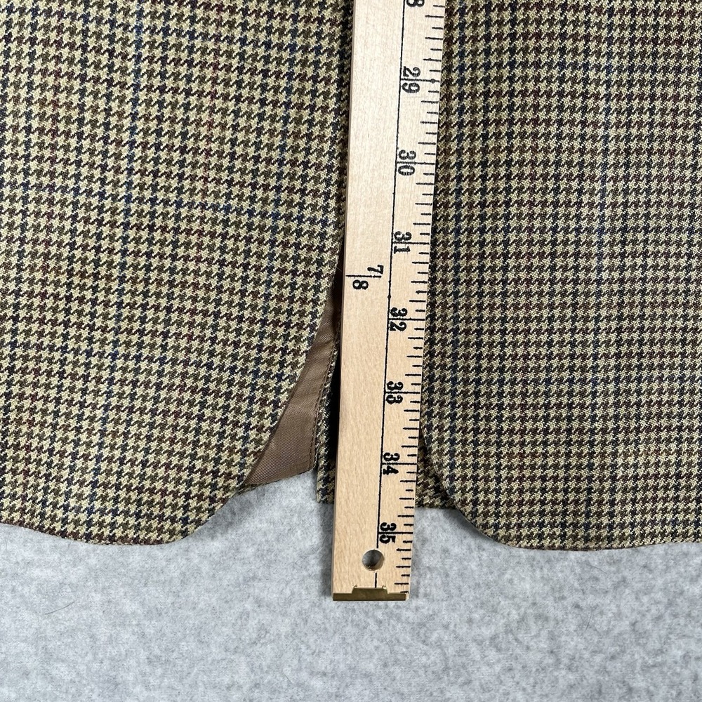 Men's Chaps Ralph Lauren 100% Silk Tan Houndstooth 2-Button 44L Blazer Jacket - Picture 11 of 11